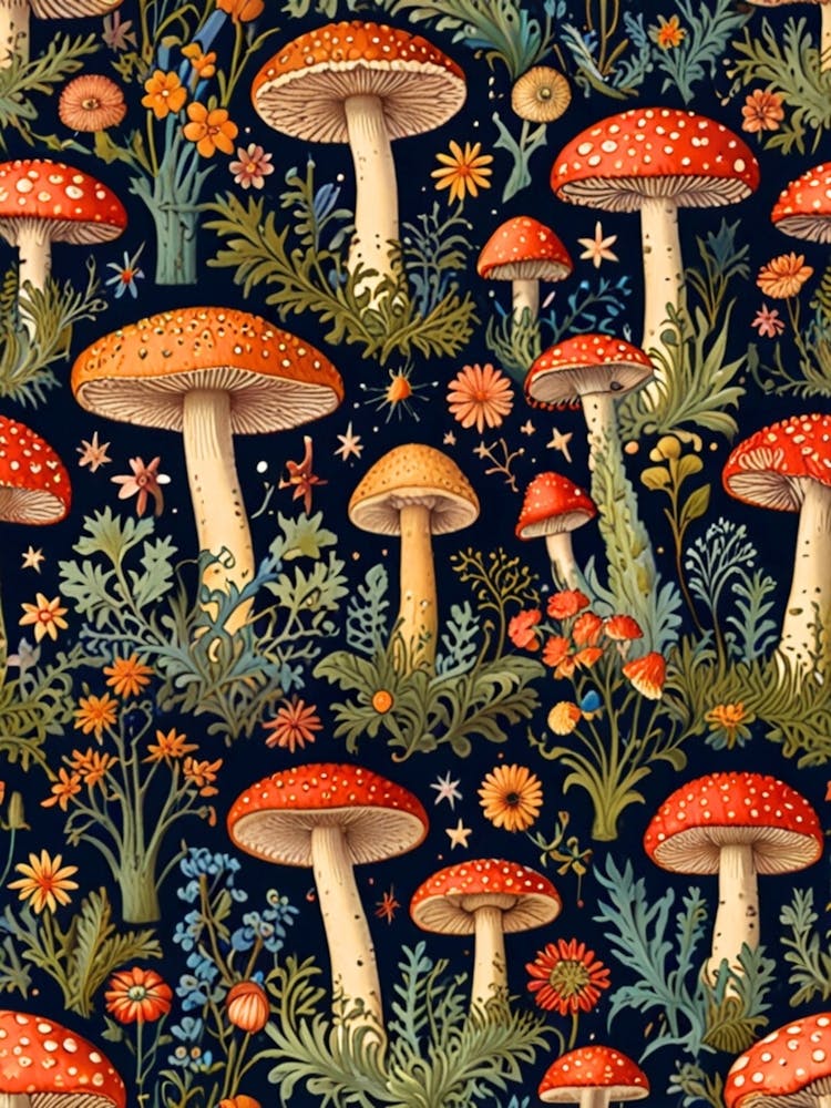 William Morris Champignons et Fleurs 1