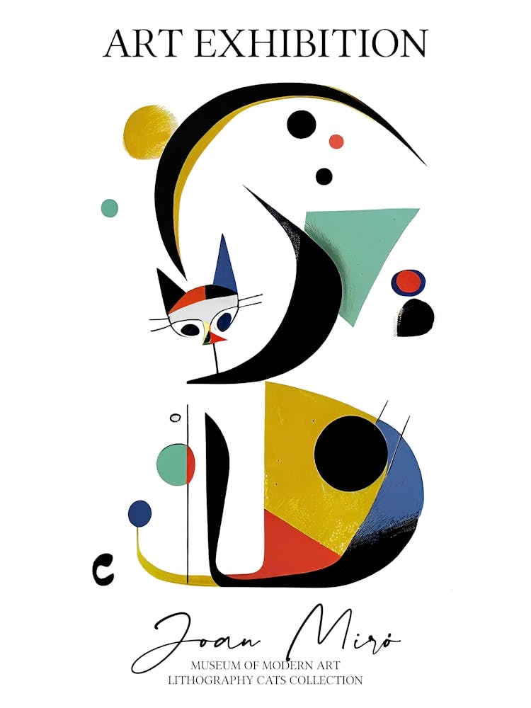 Joan Miro Inspired Cats Exhibition Musuem Poster