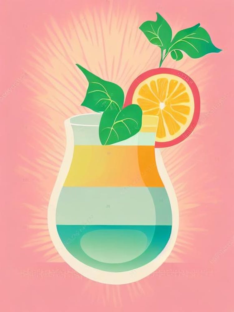 Whiskey Sour Retro Pink Cocktail Poster