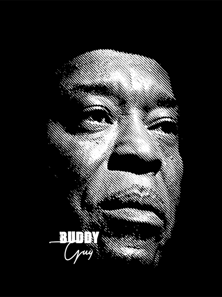 Buddy Guy American Blues Guitarist in Line Art
