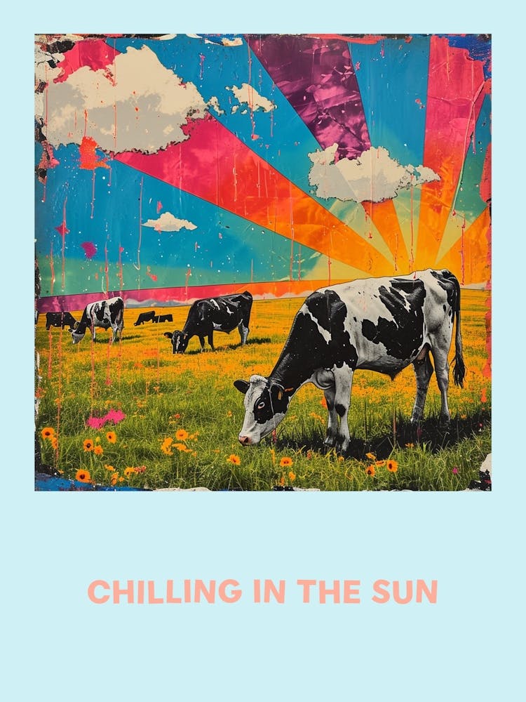 Chilling In The Sun Cow Poster