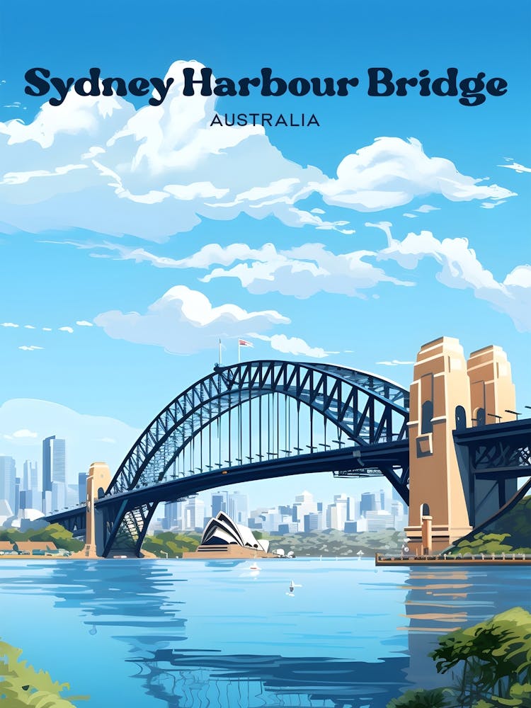 Sydney Harbour Bridge Australia Vacation Modern Travel Art