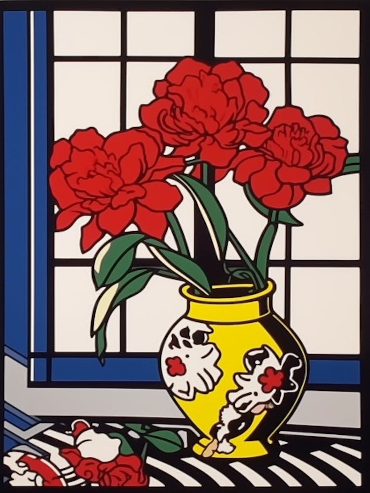 Peony Flower Still Life  1 Pop Art Style