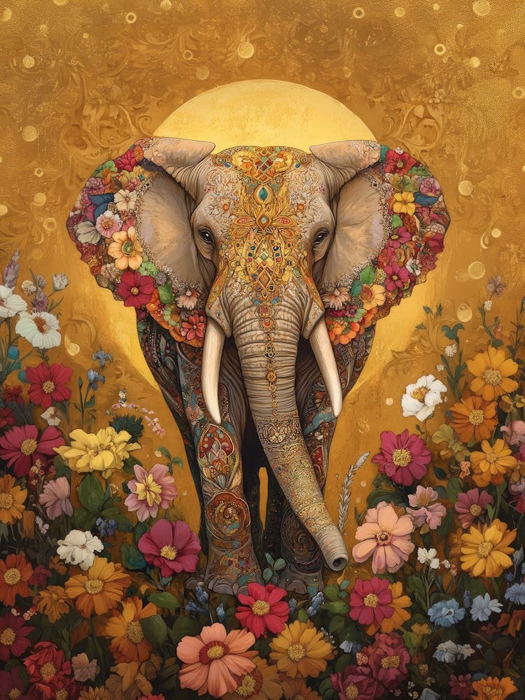 Elephant In Flowers