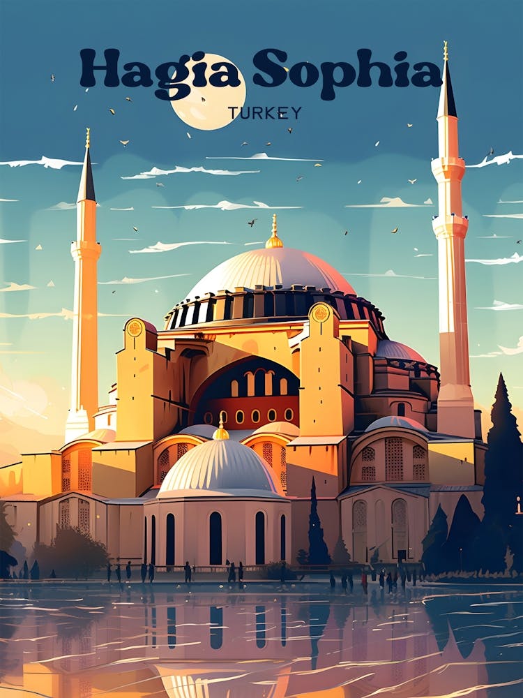 Hagia Sophia Turkey Byzantine Architecture Travel Art Illustration