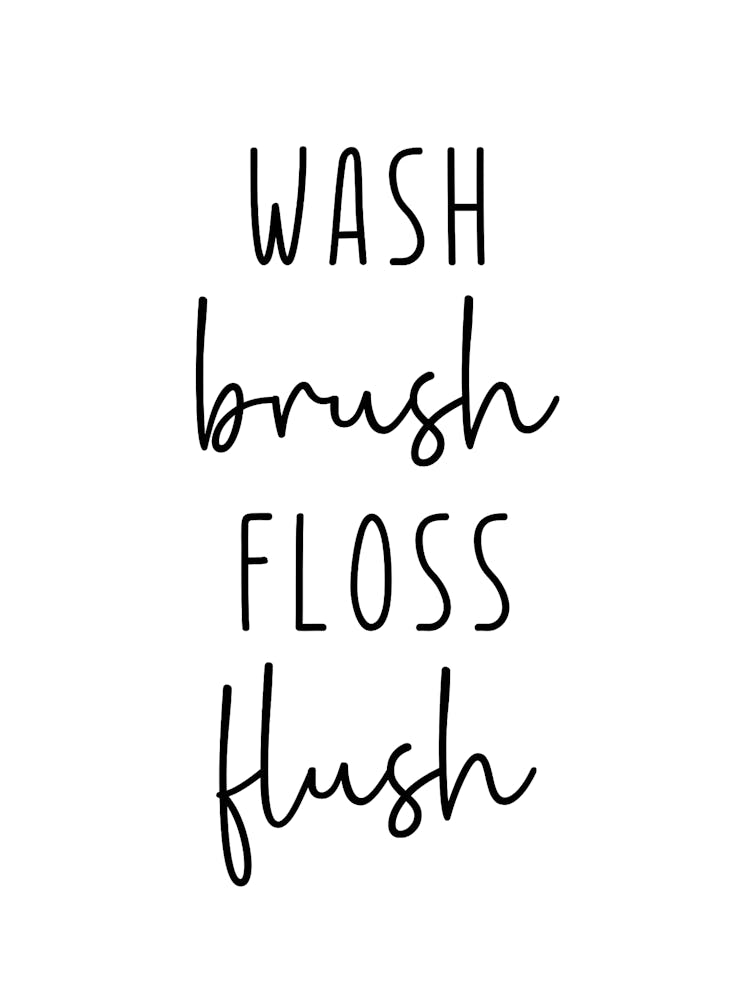 Wash Brush Floss Flush Bathroom