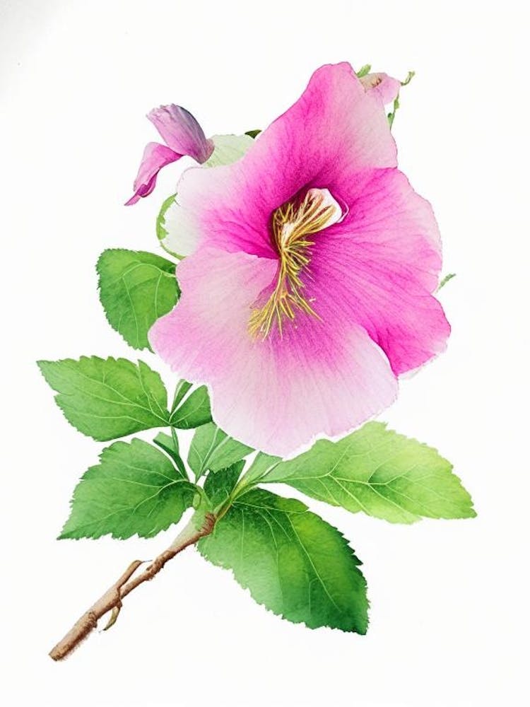 Swamp Rose Mallow Wildflower Watercolour