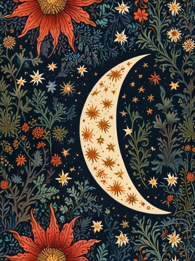 William Morris Moon And Flowers 48