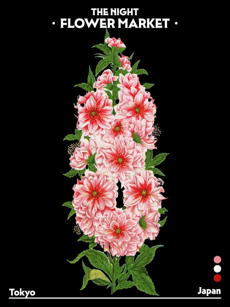 Flower Market Night Japan Tokyo Vintage Botanical