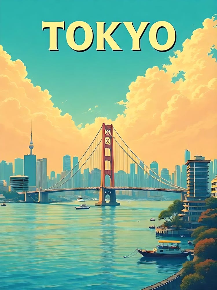 Tokyo Japan Vintage Digital Travel Poster 12