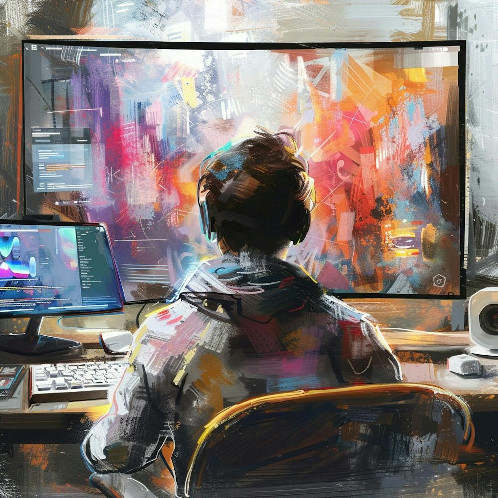 Gamer Sitting At Computer