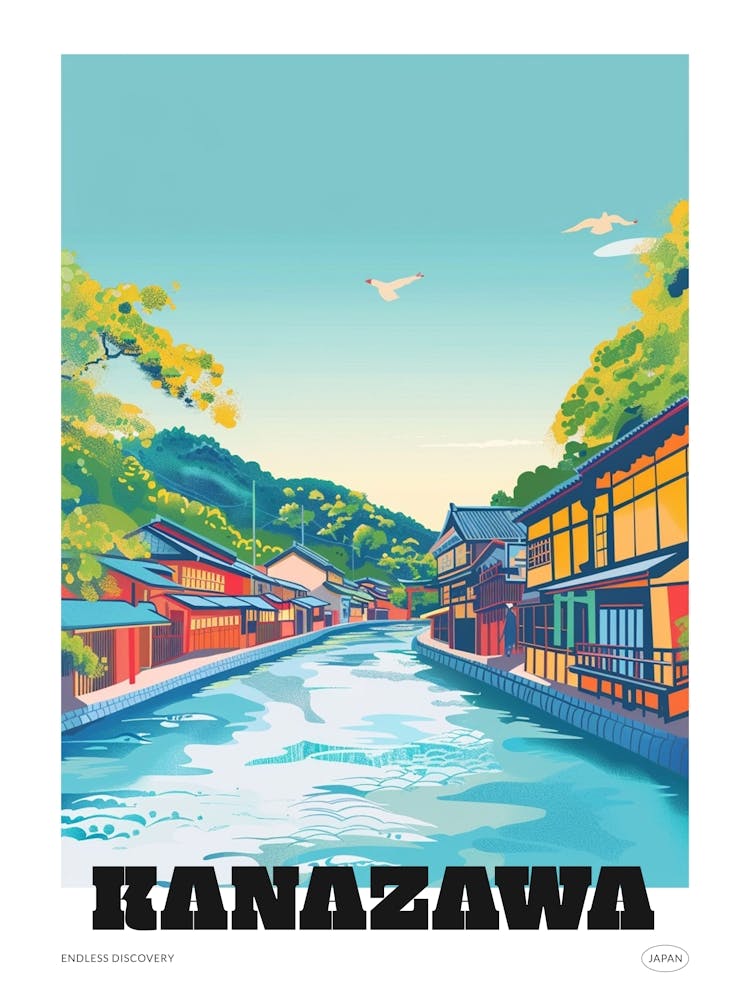 Kanazawa Japan 3 Colourful Travel Poster