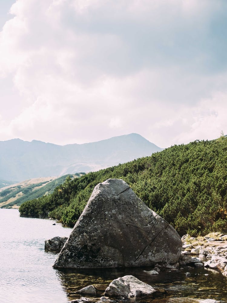 Rock In Mountain Lake
