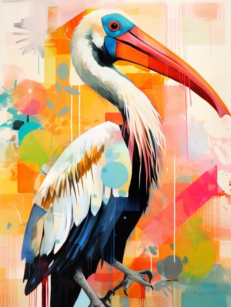 Bird Painting Collage Pelican 1