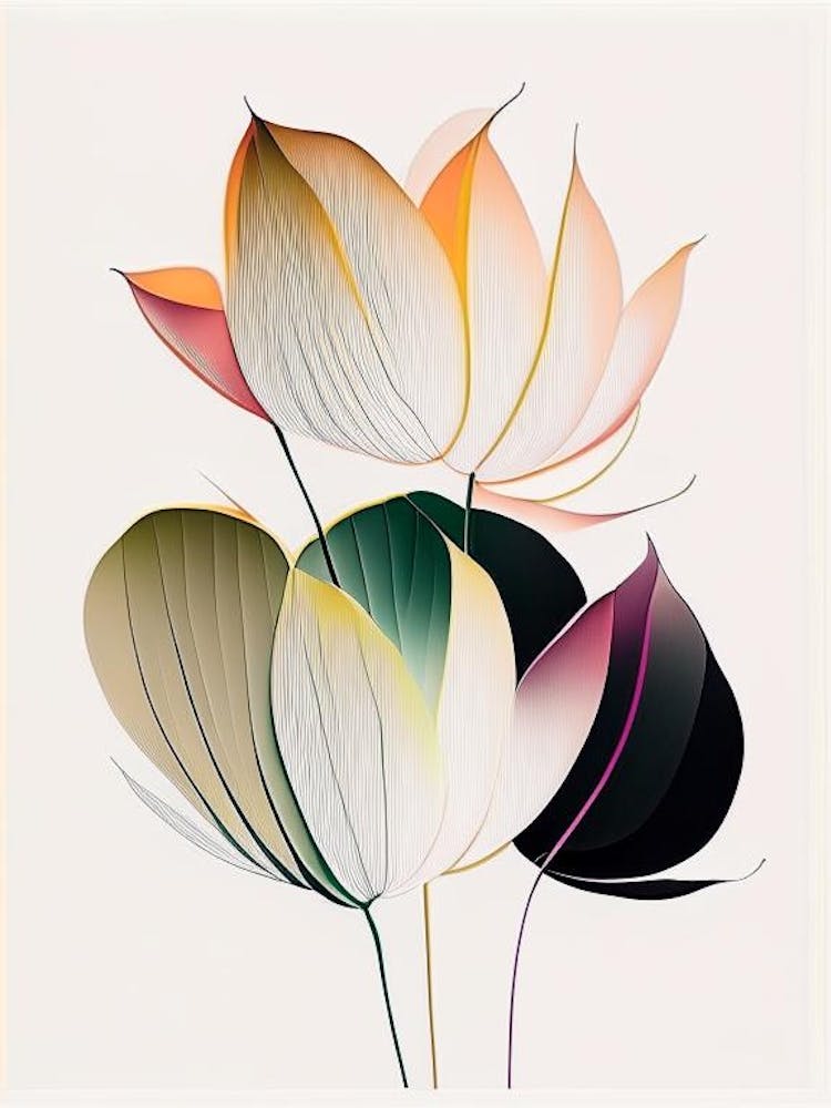 Lotus Flower Petals Abstract Line Drawing 1