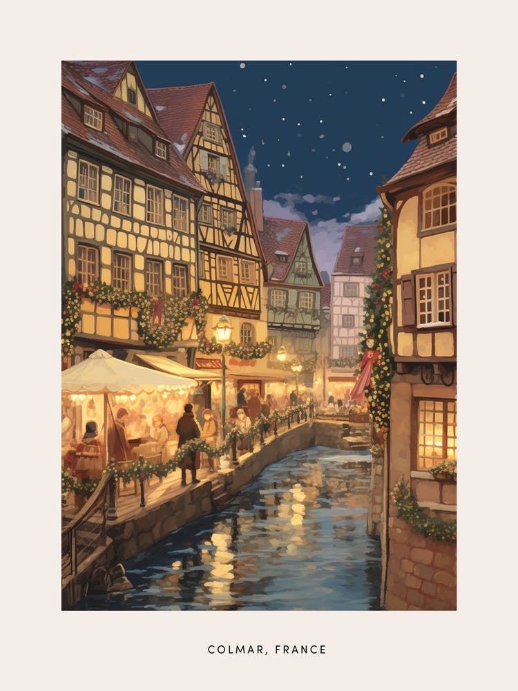 Vintage Winter Poster Colmar France 1