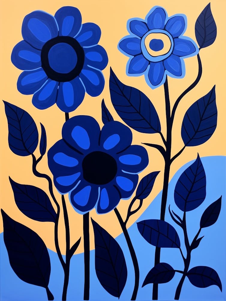 Blue Flower Illustration Sunflower 3