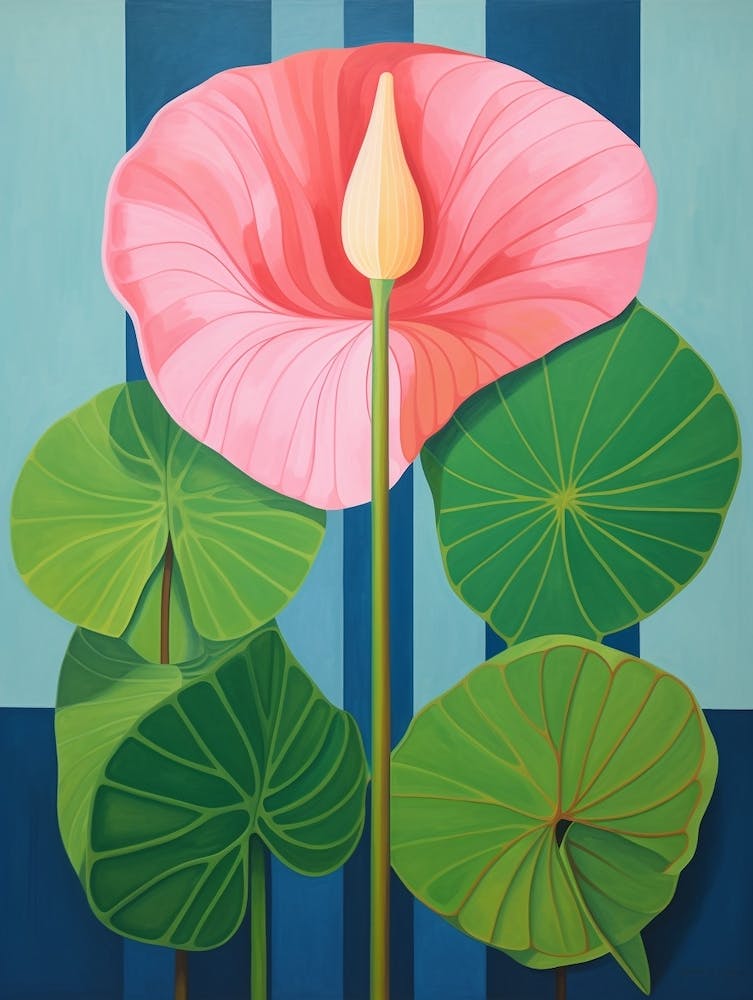 Flamingo Flower Anthurium 1 Hilma Af Klint Inspired Pastel Flower Painting