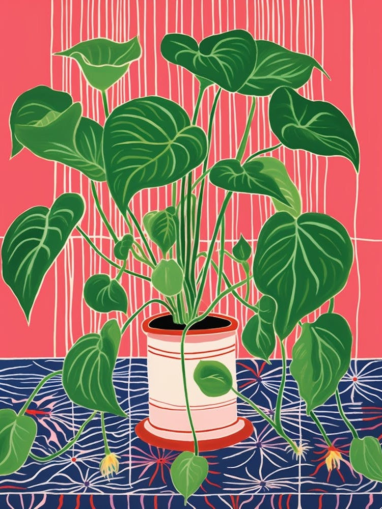 Pink And Red Plant Illustration Philodendron 5