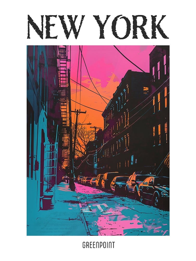 Greenpoint New York Colourful Silkscreen Illustration 2 Poster