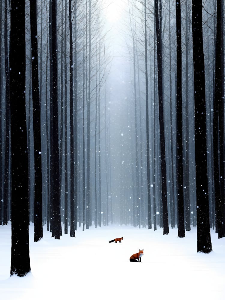Foxes In The Snow
