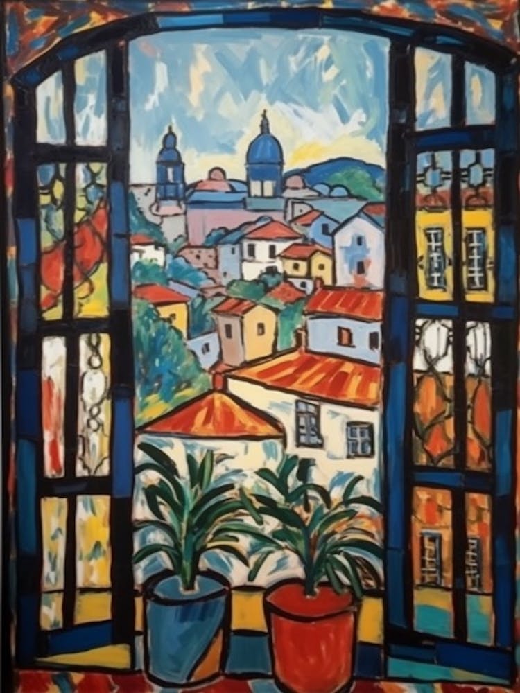 Window View Of Prague In The Style Of Fauvist 3