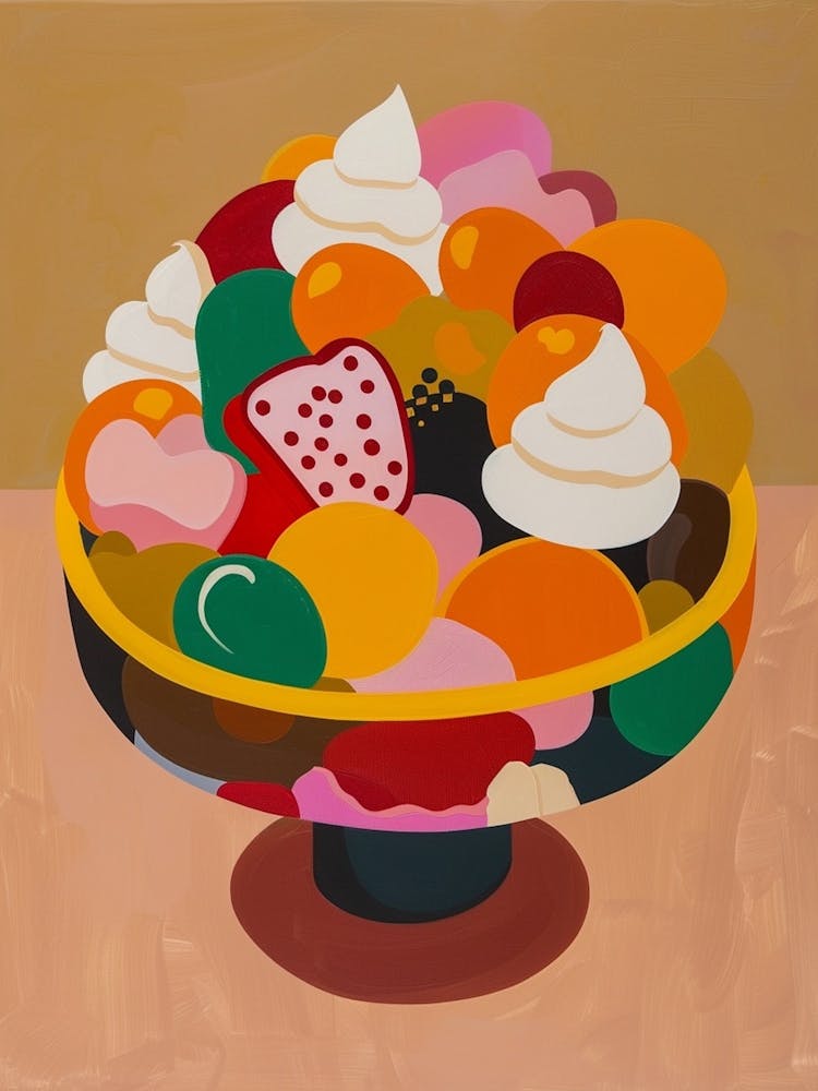 Fruit Trifle Beige & Pink Illustration