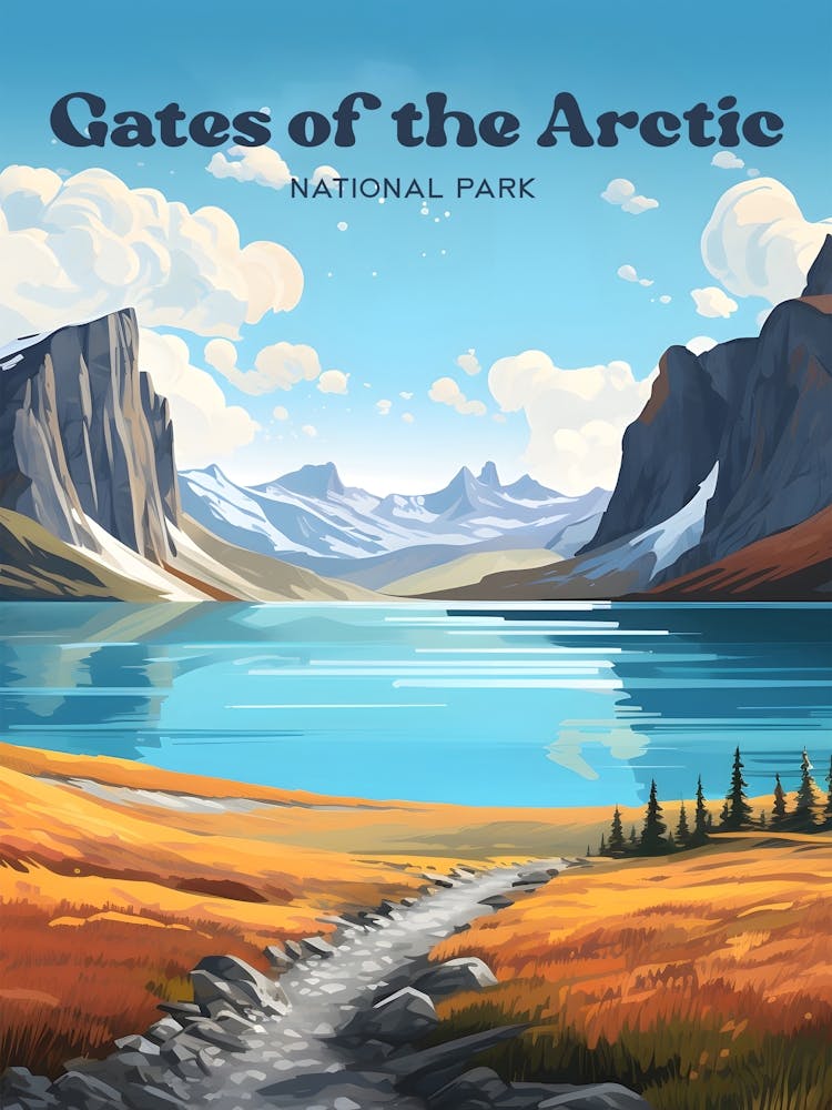 Gates Of The Arctic Park Souvenir Travel Illustration