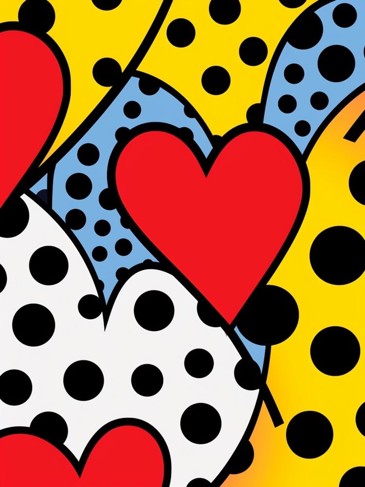 Polka Dot Pop Art Heart Lines 4