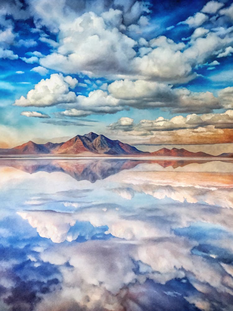 A Striking Image Of Salt Flats Reflecting The Sky (1)