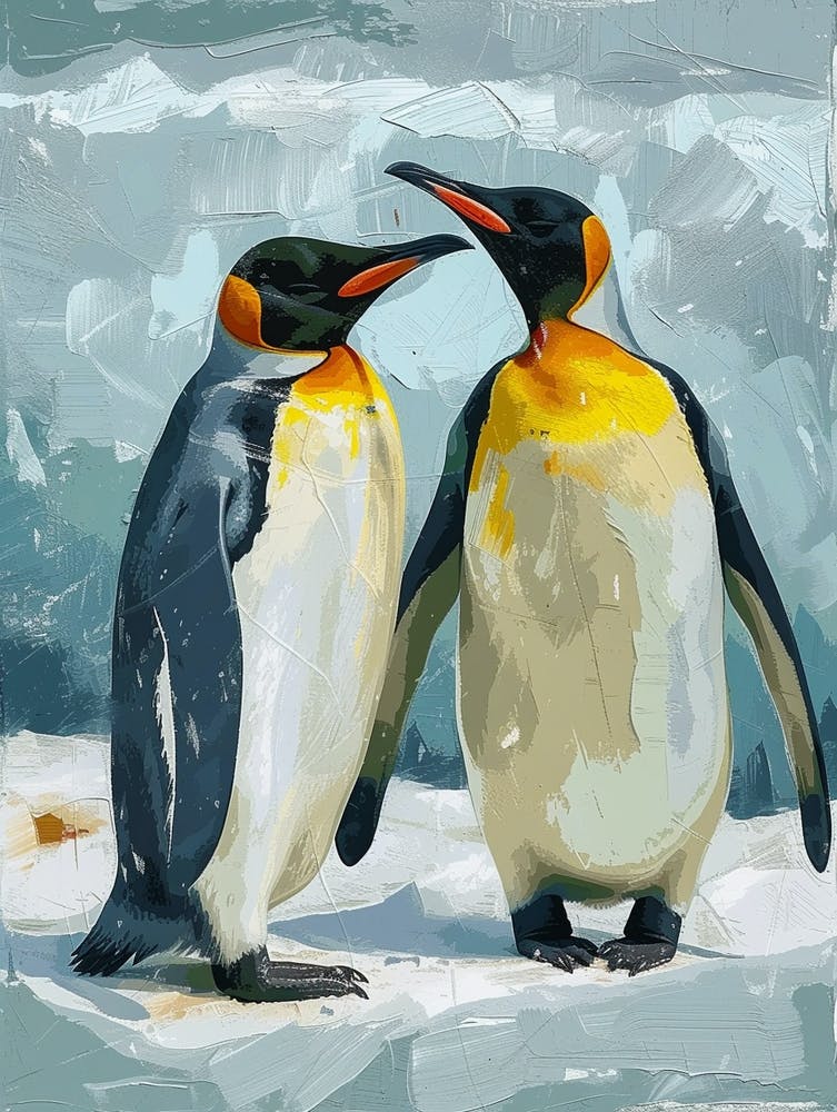 King Penguin Cuverville Island Colour Block Painting 1