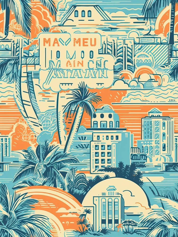 Miami Beach, Florida, California, Inspired Travel Pattern 2