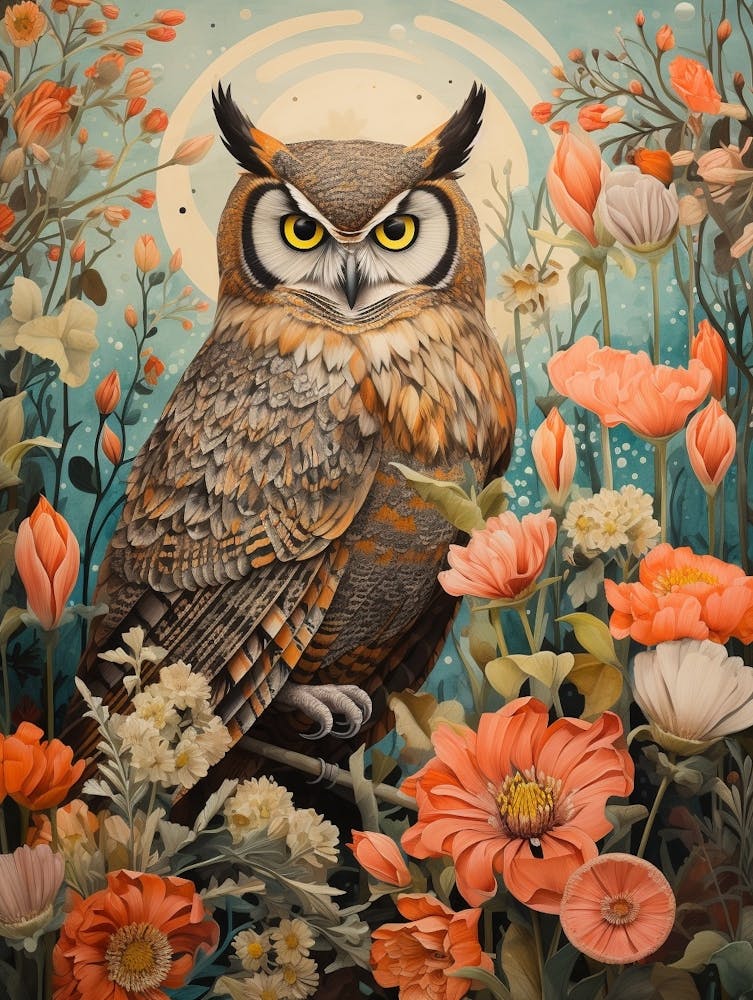 Great Horned Owl 3 Detailed Bird Painting