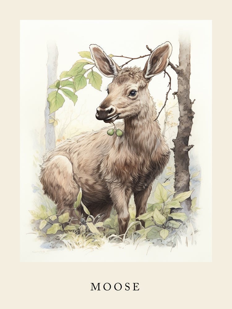 Beatrix Potter Inspired  Animal Watercolour Moose 3