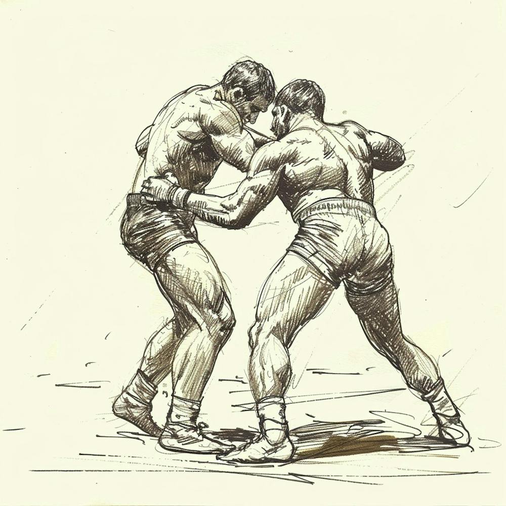 A Greco Roman Wrestling Hand Drawn Sketch Illust 1719334516 2