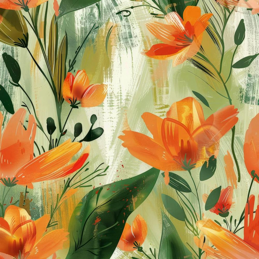 Orange Flowers Seamless Pattern