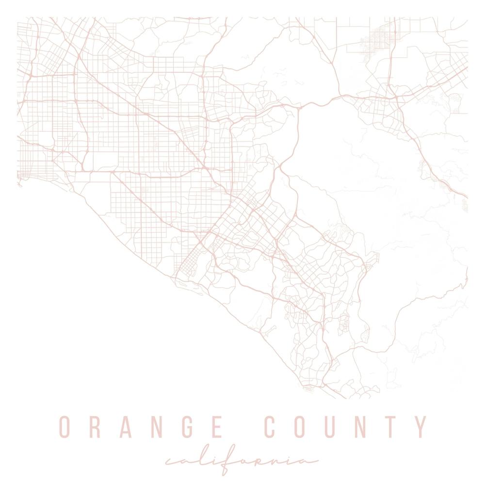 Orange County California Light Pink Minimal Street Map Square