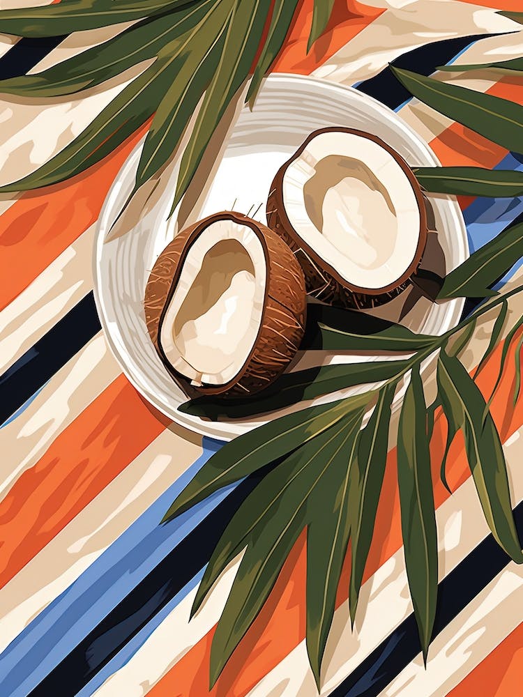 Kokosnussfrucht Sommerillustration 2