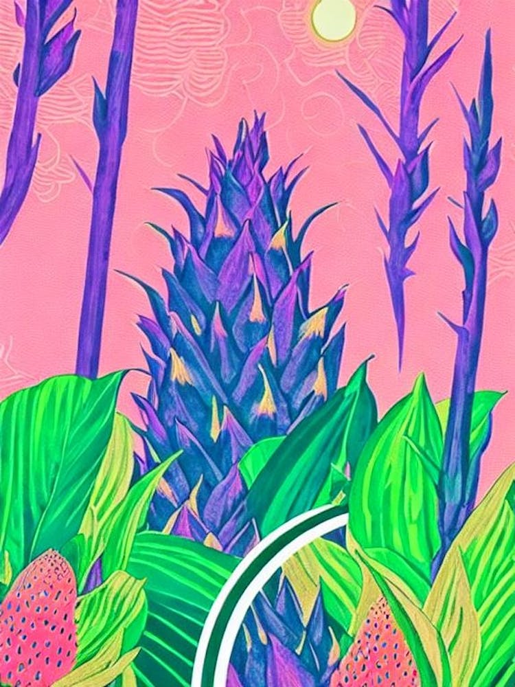 Dragonfruit Risograph Retro Poster Fruit