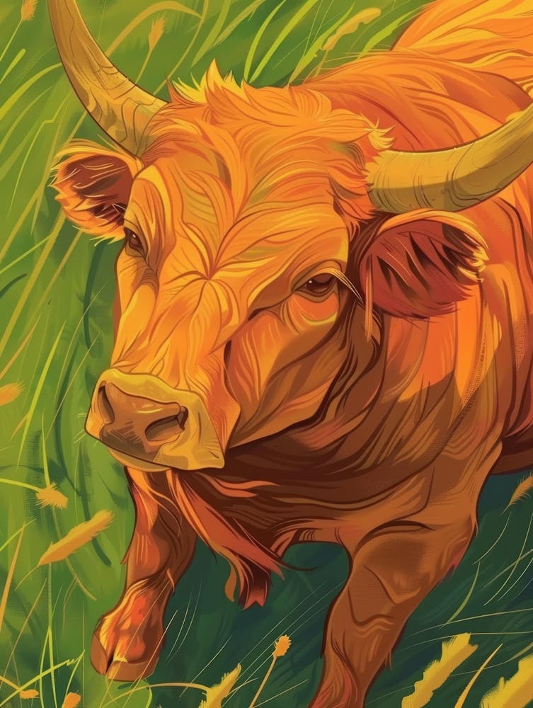 Bull In The Grass