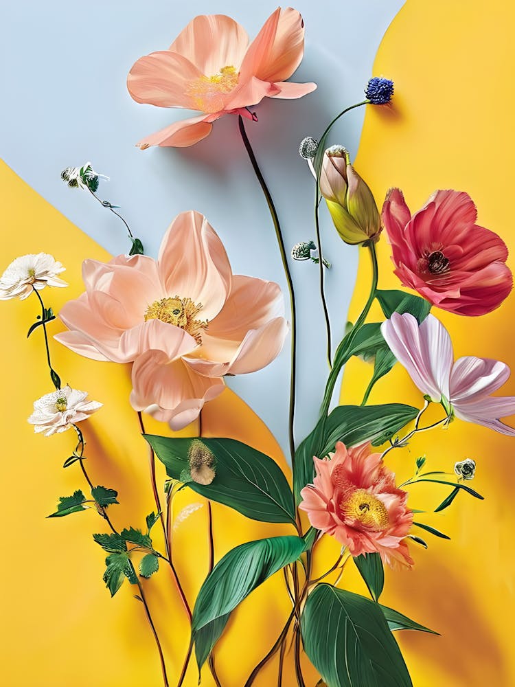 Flowers On A Yellow Background 1