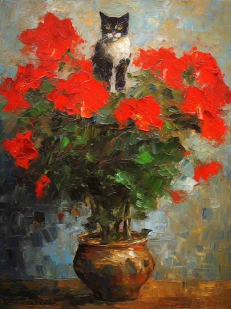 Poinsettia With A Cat 2