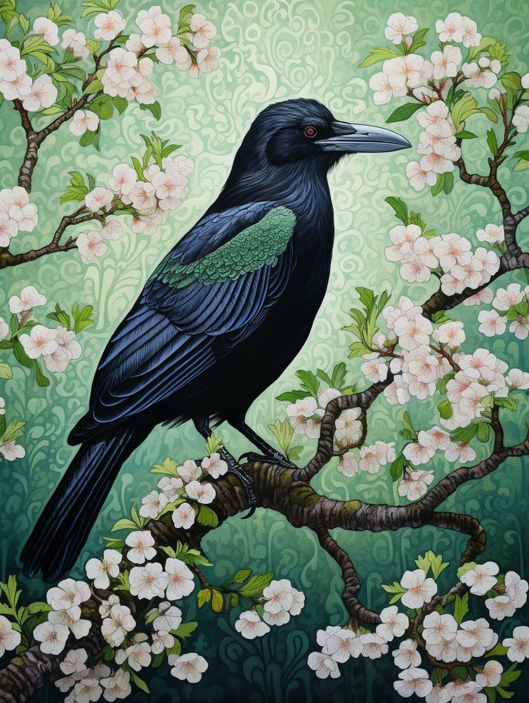 Ohara Koson Inspired Bird Painting Crow 4