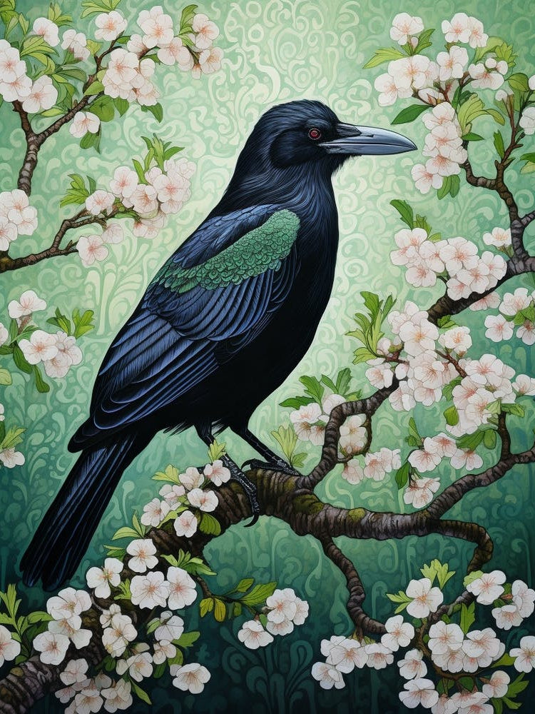 Ohara Koson Inspired Bird Painting Crow 4