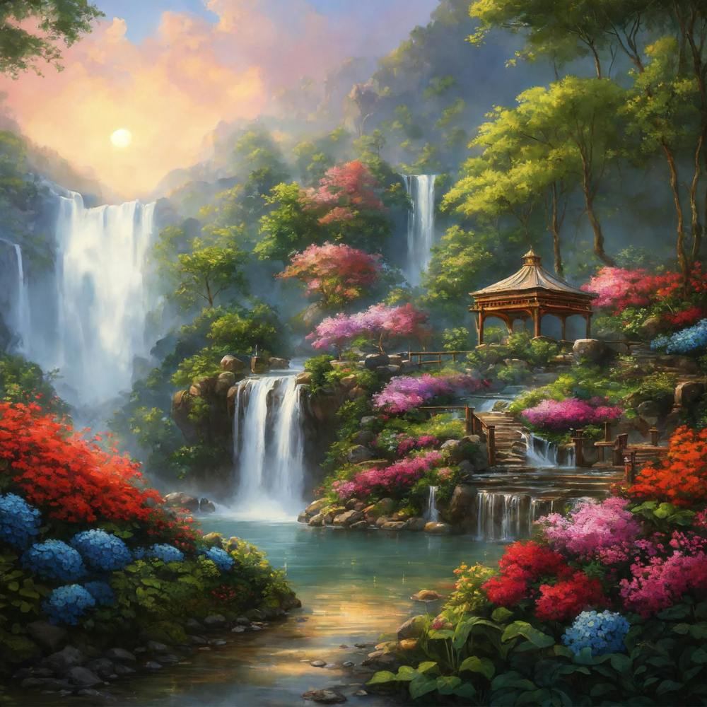 Waterfall In The Garden - Charming nature - the beauty of nature