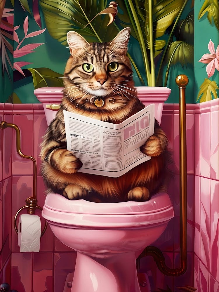 Bathroom Domestic Cat Print, Funny Posters, Funny Bathroom Wall Decor Toilet Wall Art Funny Cat Poster Bathroom Wall Art Toilet Poster