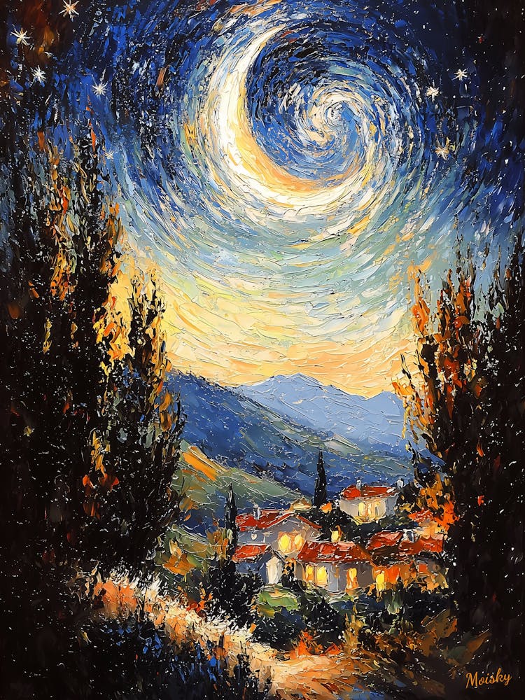 Impressionist Inspired Starry Night Poster