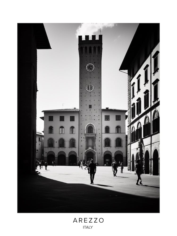 Poster Of Arezzo, Italy, Black And White Analogue Photography 1