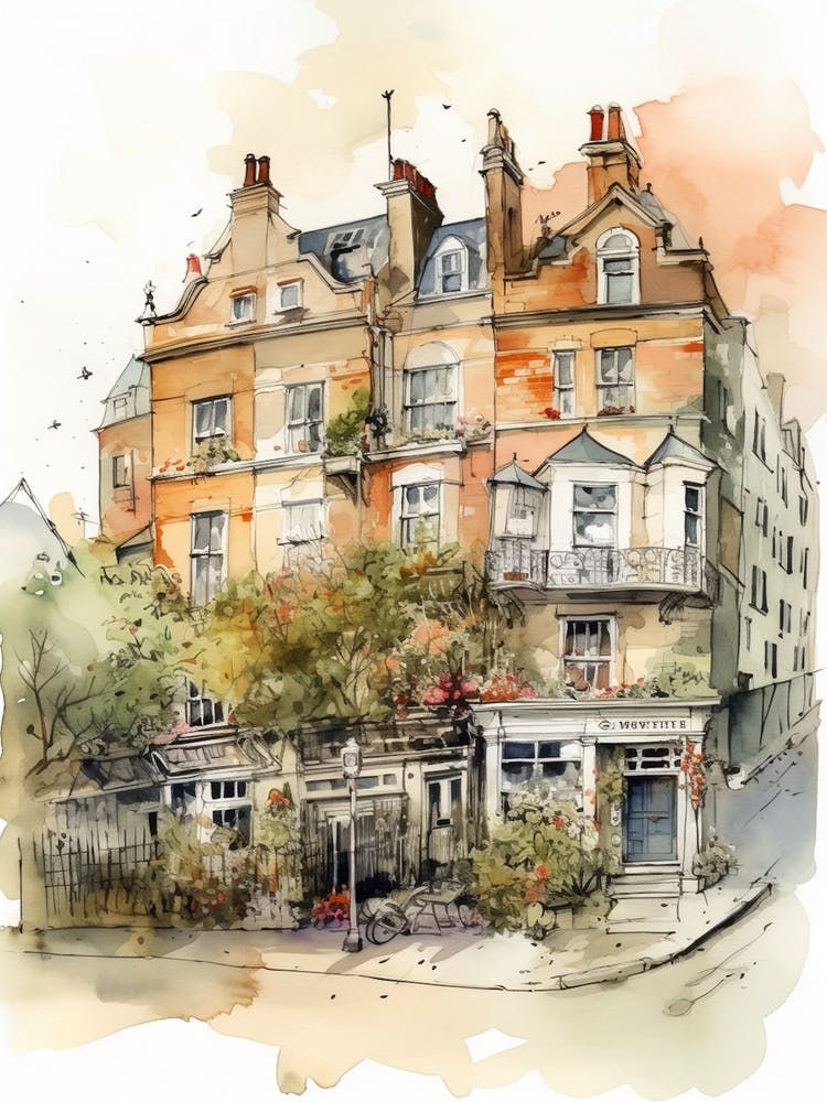 Hackney London Neighborhood, Watercolour 2