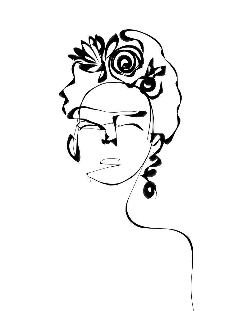 Line Drawing - Frida with flowers